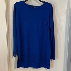 Cable & Gage Royal Blue Long Sleeve Tunic Sweater Top Large